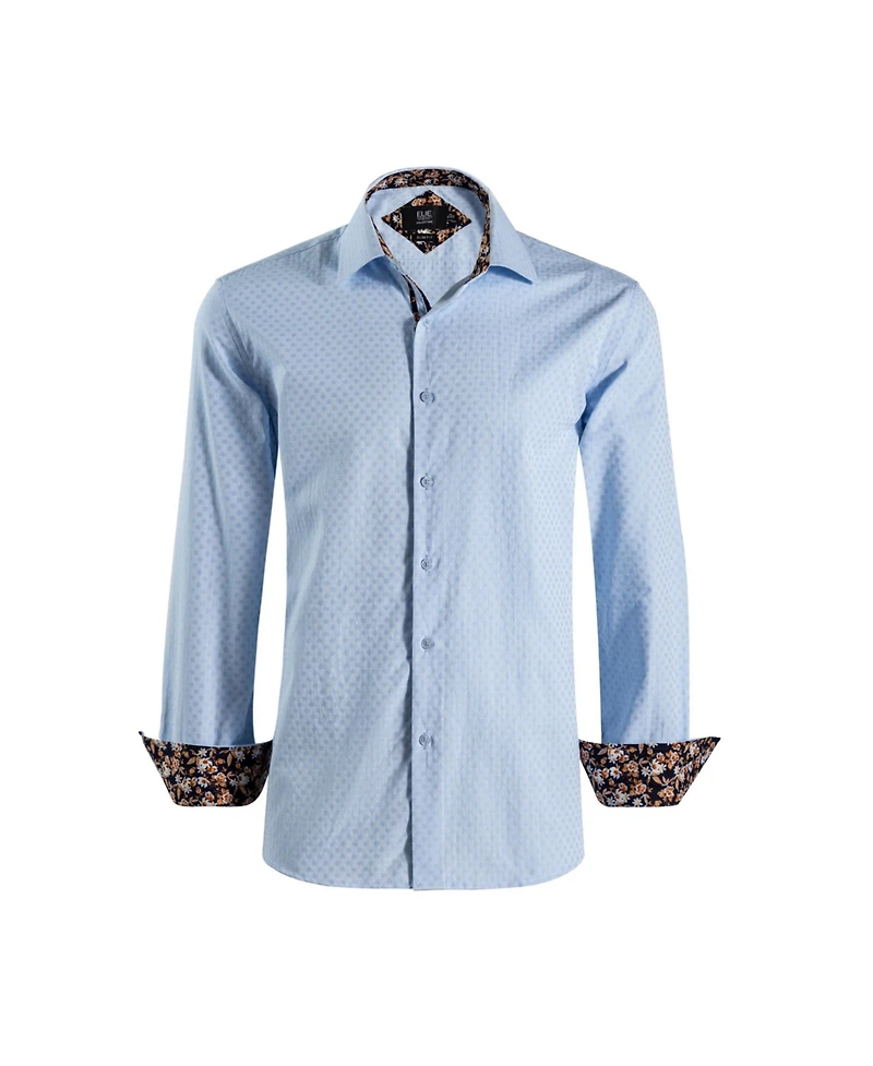 Elie Balleh Big Boys Blue Slim Fit Jacquard Dot Shirt