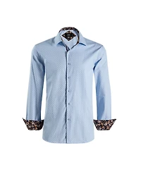 Elie Balleh Big Boys Blue Slim Fit Jacquard Dot Shirt