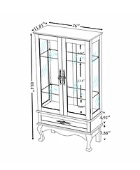 Streamdale Glass Display Cabinet with Adjustable Shelves and Led Lighting