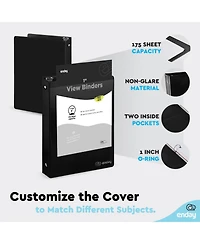 Enday 3-Ring Binder with Clear View Cover and 2 Inside Pockets – Heavy Duty Durable for School Supplies, Office Organization