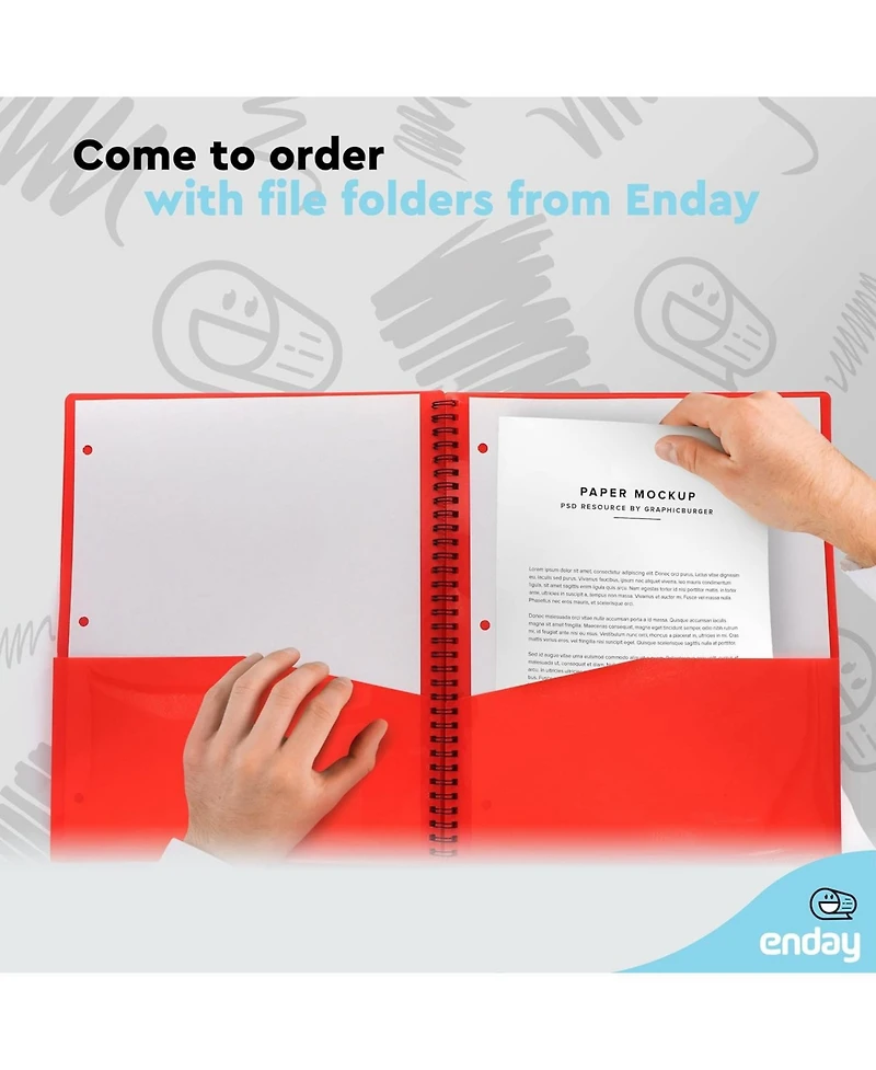 Poly 8 Pocket Folder With Front view Letter Legal Document Organizer Perfect for Office, College, School and More (Red)
