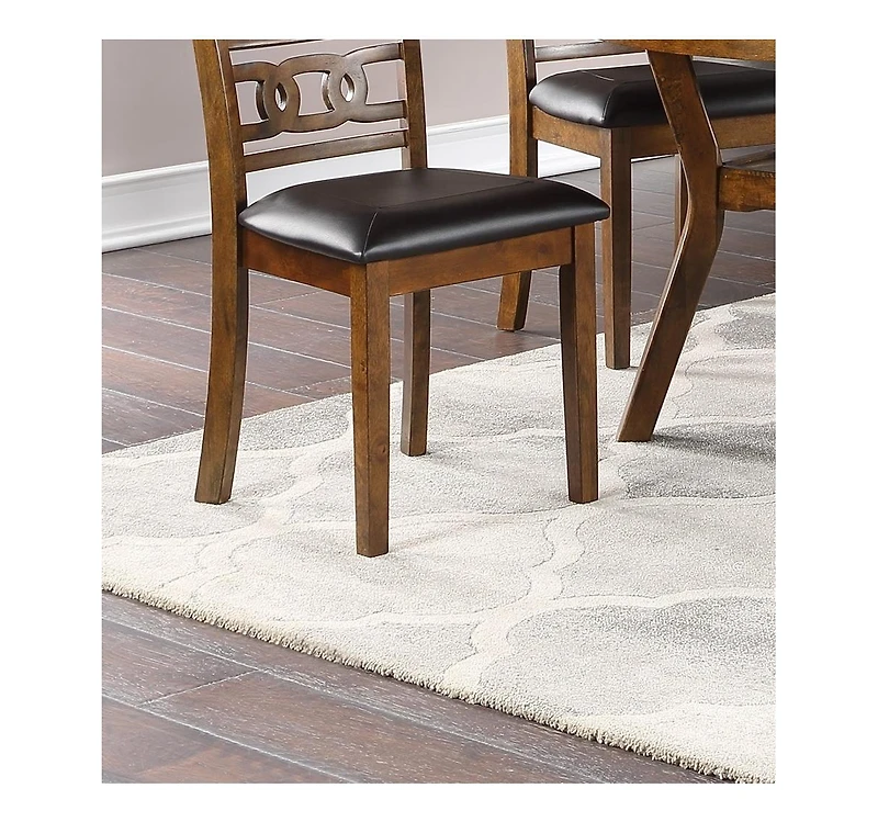 Streamdale Walnut Wood Dining Table Set with Upholstered Chairs for 4