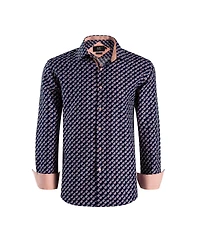 Elie Balleh Big Boys Navy Paisley Button-Down Slim Fit Shirt for