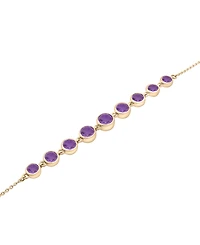 Amethyst Bezel Graduated Link Bracelet (1-1/2 ct. t.w.) in 14k Gold-Plated Sterling Silver
