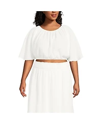 Lands' End Plus Cotton Gauze Dolman Sleeve Crop Cover Up Top