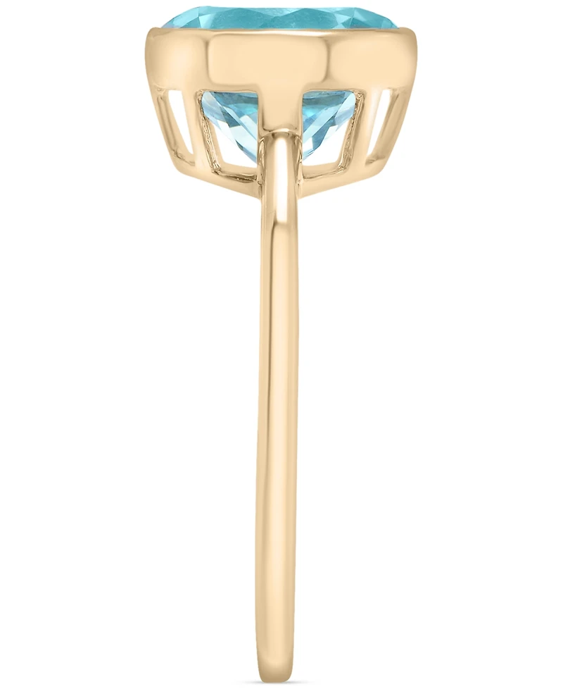 Sky Blue Topaz Bezel Circle Solitaire Statement Ring (3-3/4 ct. t.w.) in 14k Gold