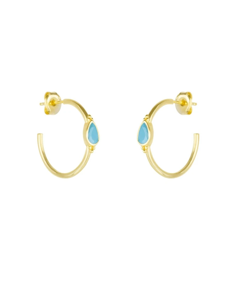 Spero London Drop Turquoise Solitaire Earrings Sterling Silver