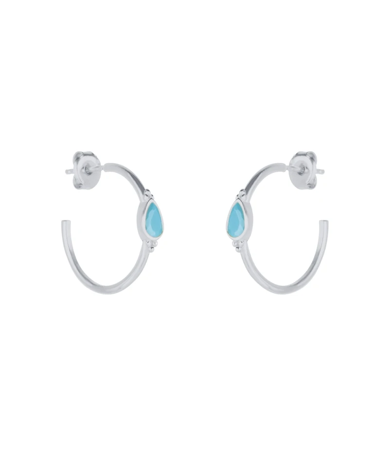 Spero London Drop Turquoise Solitaire Earrings Sterling Silver - Turquoise