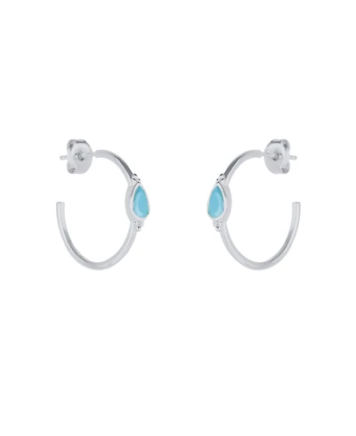 Spero London Drop Turquoise Solitaire Earrings Sterling Silver - Turquoise