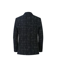 Elie Balleh Boys Black Plaid Boucle Slim Fit Blazer