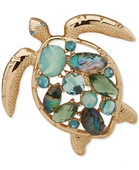Anne Klein Gold-Tone Mixed Stone Sea Turtle Pin