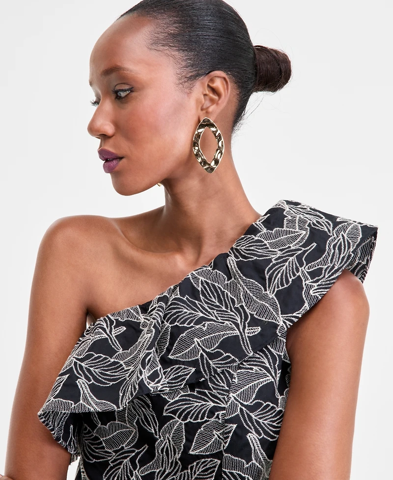 I.n.c. International Concepts Women's Embroidered One-Shoulder Top, Exclusively at Macy's