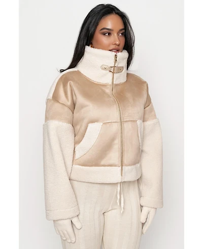 Jluxlabel Women's Suede And Sherpa Jacket