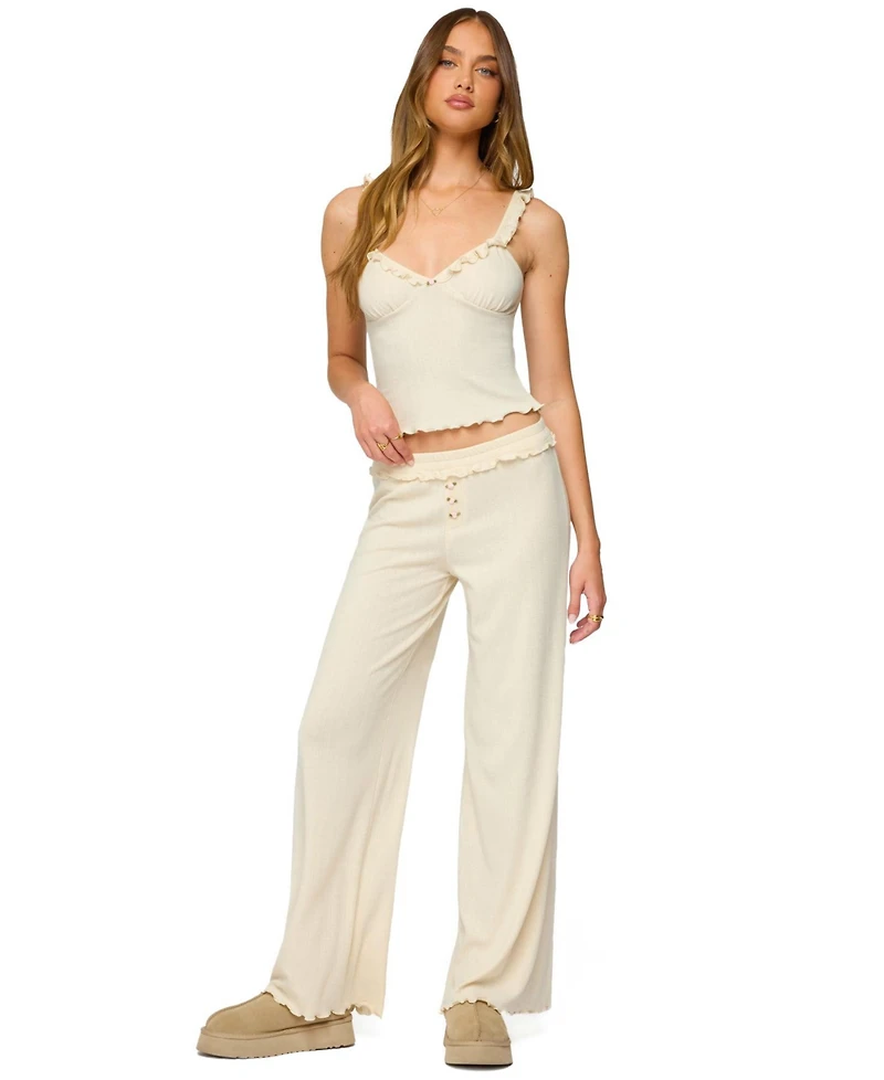 Edikted Women's Posy Ruffle Pointelle Tank Top