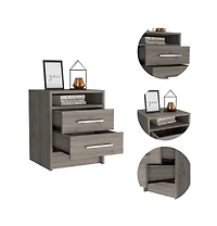Modern Nightstand with Open Shelf and 2 Drawers – Bedside Table