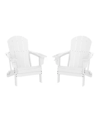 Outdoor Patio Hdpe Resin Folding Adirondack Chairs With Cup Holder and Phone (Set of Two)