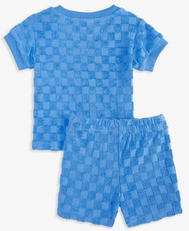 First Impressions Baby Boys Checkered Terry T-Shirt & Shorts, Exclusively at Macy's