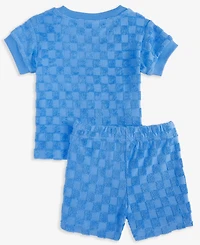 First Impressions Baby Boys Checkered Terry T-Shirt & Shorts, Exclusively at Macy's