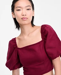 I.n.c. International Concepts Women's Puff-Sleeve Crop Top, Exclusively at Macy's