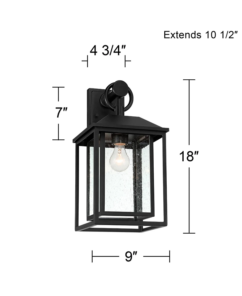 John Timberland Califa Mission Outdoor Wall Light Fixture Black Metal 18" Clear Seedy Glass for Post Exterior Barn Deck House Porch Yard Patio Ho