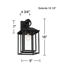 John Timberland Califa Mission Outdoor Wall Light Fixture Black Metal 18" Clear Seedy Glass for Post Exterior Barn Deck House Porch Yard Patio Ho