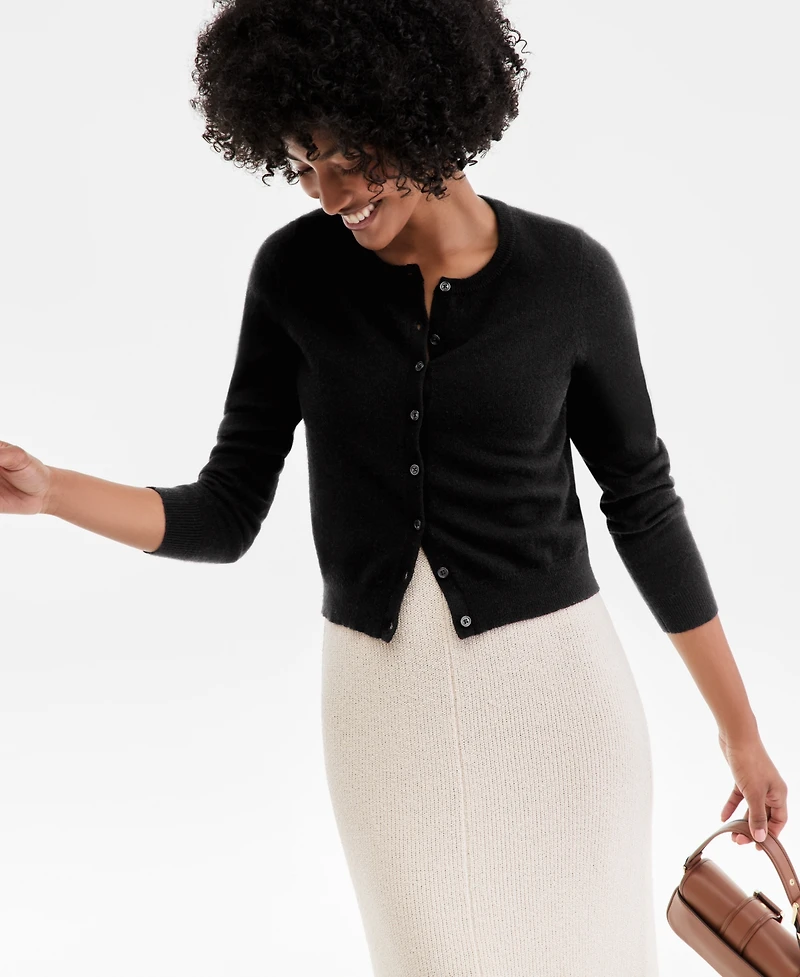 Charter Club Women's 100% Cashmere Crewneck Cardigan, Macy's Exclusive