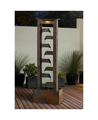 Zigzag Zen 49" Slate Stone Waterfall Fountain with Light - John Timberland