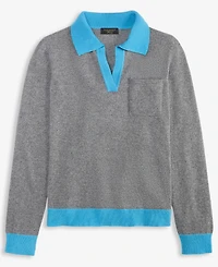 Charter Club Women's 100% Cashmere Colorblocked Collared Sweater, Macy's Exclusive