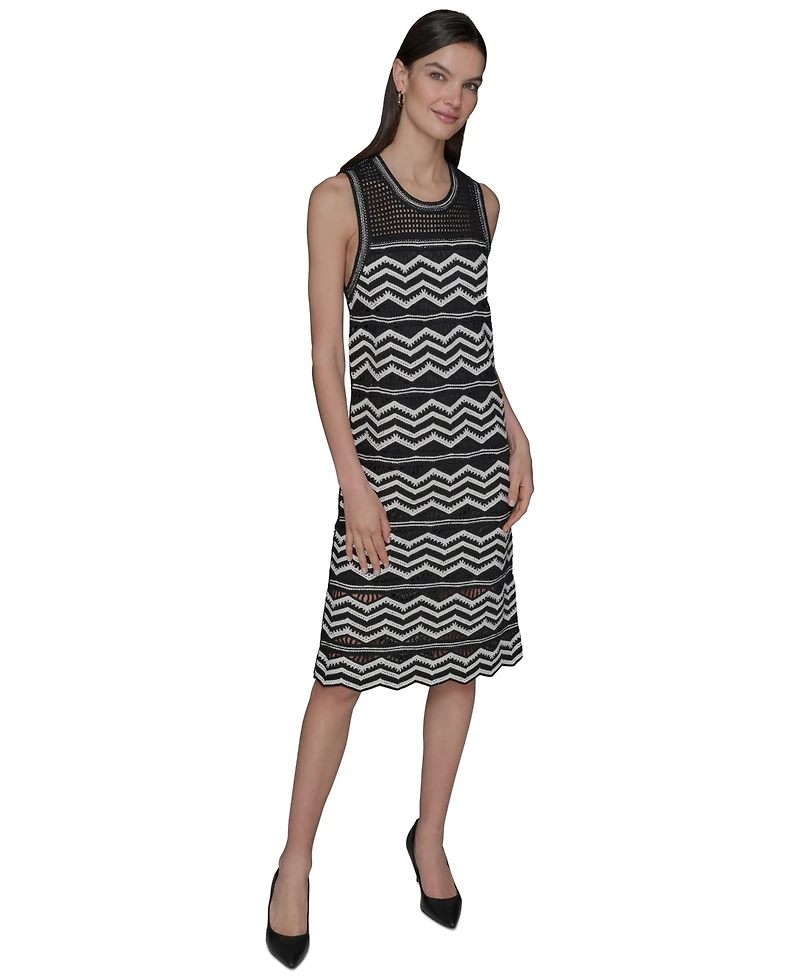 Karl Lagerfeld Paris Women's Sleeveless Chevron Knit Dress