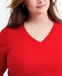 Charter Club Plus 100% Cashmere V-Neck Sweater, Macy's Exclusive