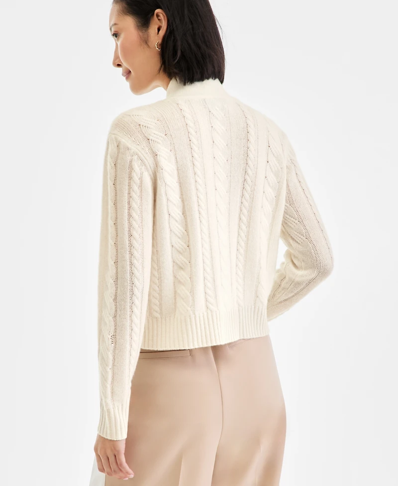 Charter Club Women's 100% Cashmere Cable-Knit Cropped Cardigan Sweater, Macy's Exclusive