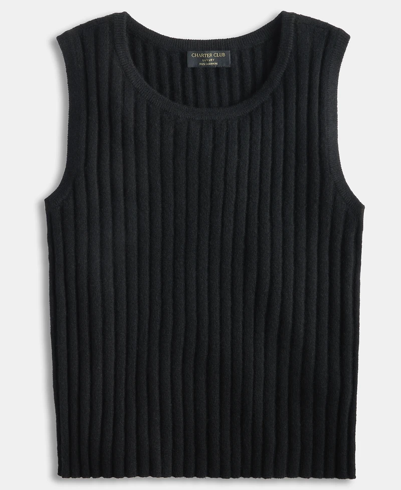 Charter Club Women's 100% Cashmere Ribbed Sleeveless Sweater, Macy's Exclusive