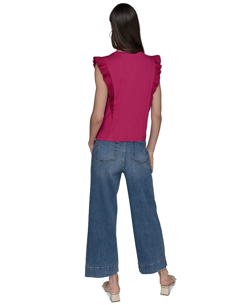 Karl Lagerfeld Paris Women's Ruffle-Sleeve Knit Top