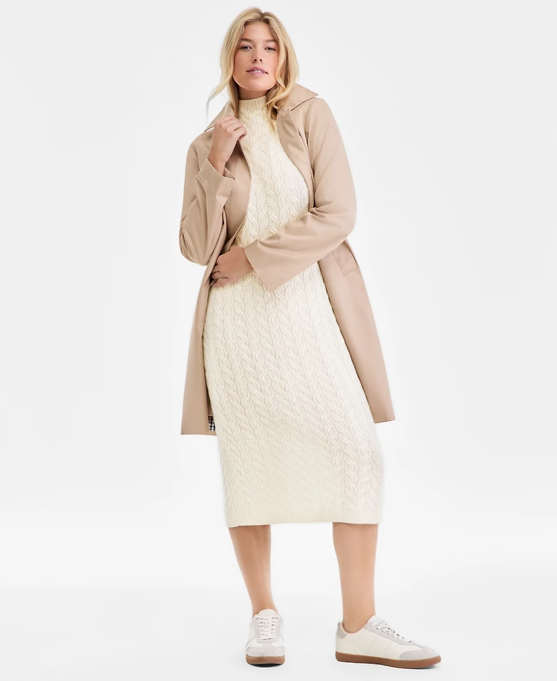 Charter Club Women's 100% Cashmere Cable-Knit Mock Neck Midi Dress, Macy's Exclusive