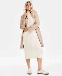 Charter Club Women's 100% Cashmere Cable-Knit Mock Neck Midi Dress, Macy's Exclusive