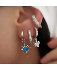 Spero London Blue Opal Northernstar Drop Hoop Earring Sterling Silver