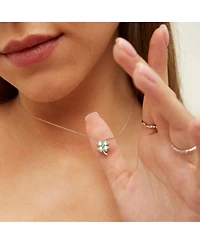 Spero London Four Leaf Clover Sterling Silver Necklace - Green