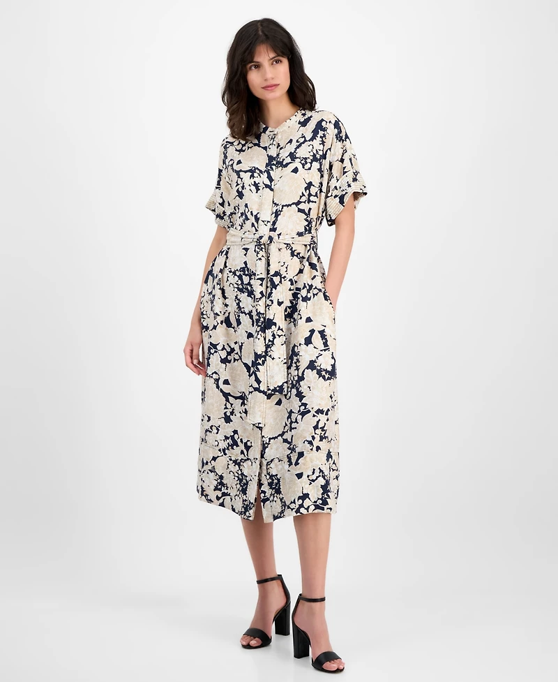Nautica Jeans Women's Short-Sleeve Belted Midi Dress