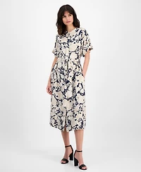 Nautica Jeans Women's Short-Sleeve Belted Midi Dress