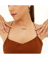 Spero London Sterling Silver Concave Bar Necklace - Green