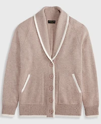 Charter Club Women's 100% Cashmere Tipped Shawl-Collar Boyfriend Cardigan, Macy's Exclusive