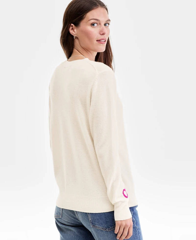 Charter Club Women's 100% Cashmere Embroidered Heart Sweater, Macy's Exclusive