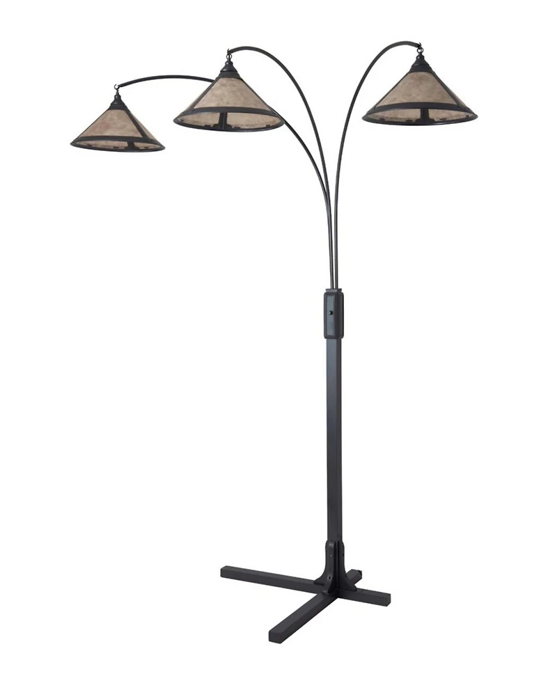 Nova of California 86" Wood Natural Mica 3 Light Arc Floor Lamp