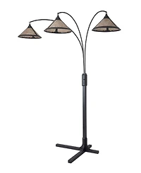 Nova of California 86" Wood Natural Mica 3 Light Arc Floor Lamp