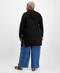 Charter Club Plus Hooded 100% Cashmere Cardigan, Macy's Exclusive