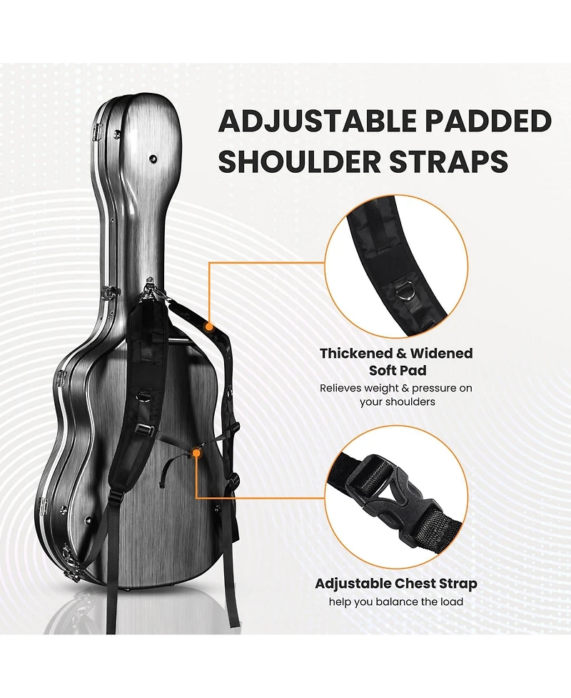 Yescom Abs Acoustic Guitar Case Hard with Backpack Straps Dreadnought Hardshell for Airline Travel