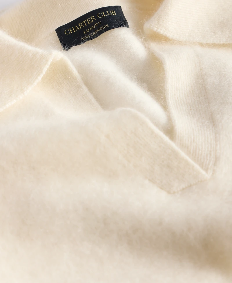 Charter Club Women's Brushed 100% Cashmere Collared Sweater, Macy's Exclusive