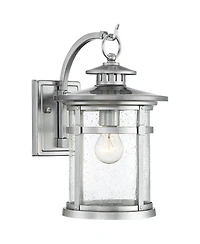 Franklin Iron Works Callaway Modern Industrial Outdoor Wall Light Fixtures Set of 2 Chrome Metal 11 3/4" Clear Seedy Glass for Post Barn