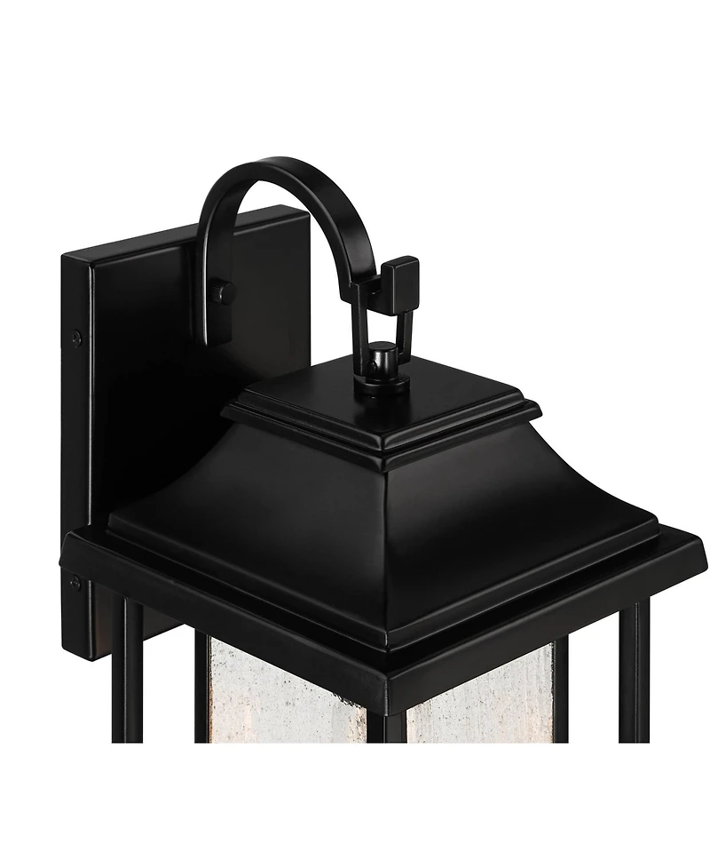 Cecile 15 1/4" High Mission Country Traditional Outdoor Wall Light Fixture Mount Porch House Exterior Outside Box Lantern Black Clear Seeded Glas