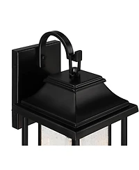 Cecile 15 1/4" High Mission Country Traditional Outdoor Wall Light Fixture Mount Porch House Exterior Outside Box Lantern Black Clear Seeded Glas